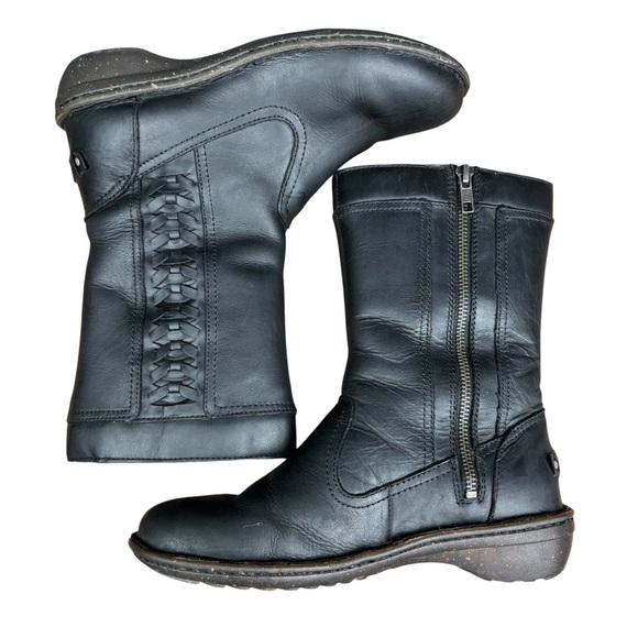 EUC UGG Kaleen Braided Leather Mid-Calf Shearling Lined Black Boots Women’s 7 - Picture 7 of 14